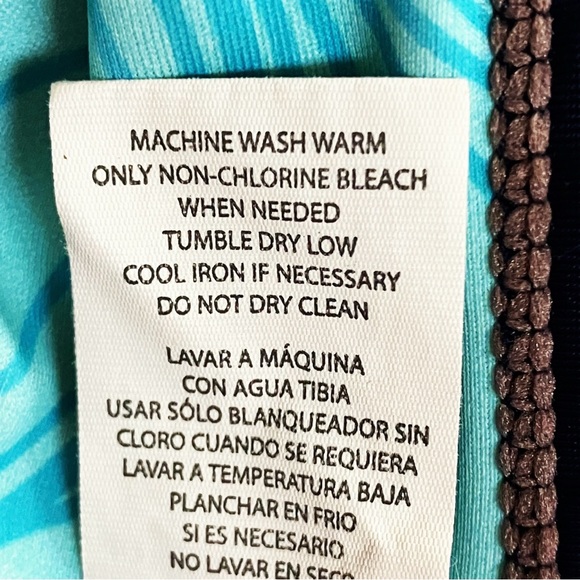 EDDIE BAUER Girls Swim Racerback Bikini Top  SZ Small 7/8 Multicolor Stripe LOGO - Picture 4 of 4